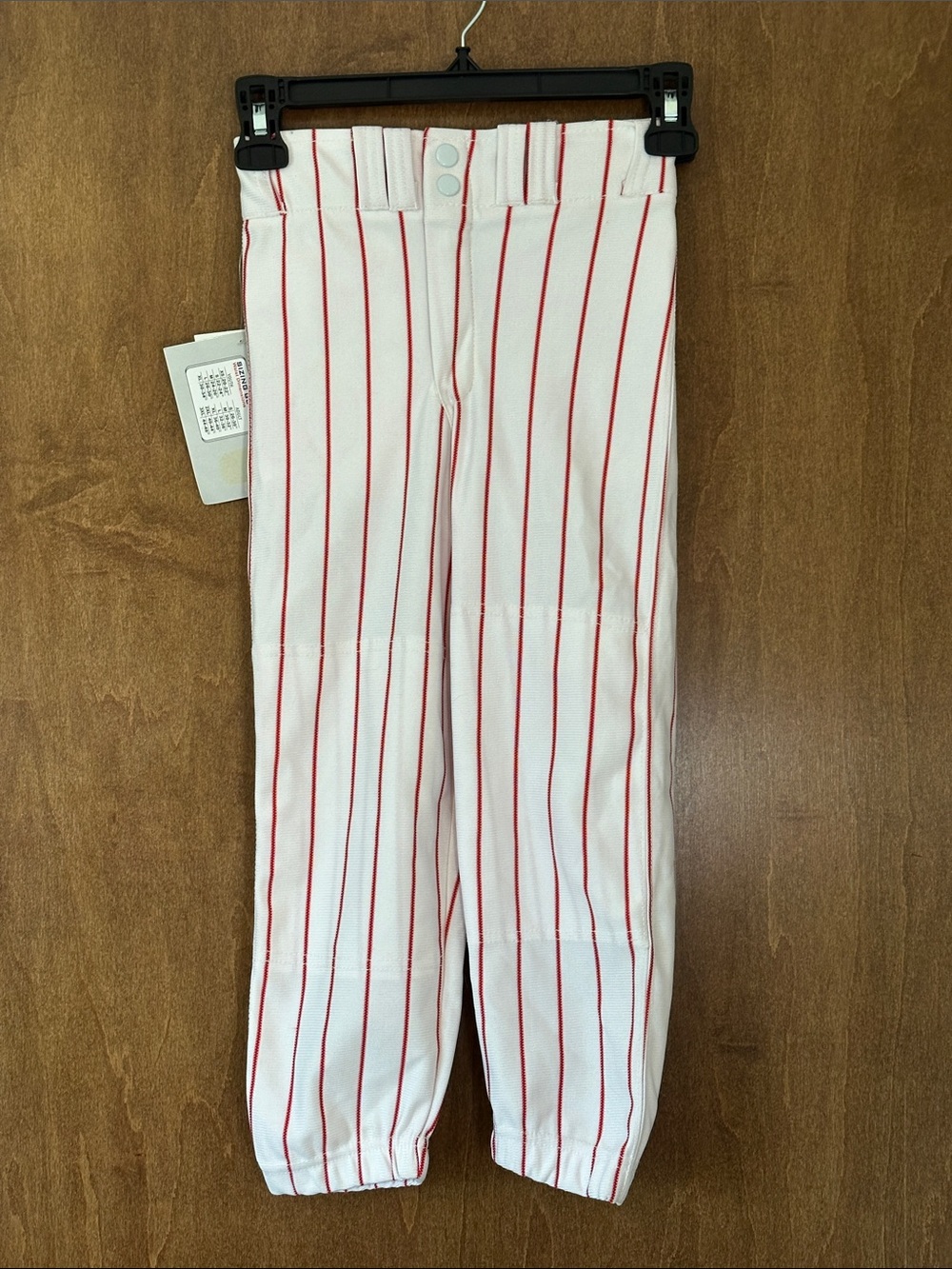NWT Kids White Baseball Pants with Red Pinstripes